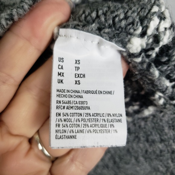 American Eagle Women's XS Fair Isle Sweater Neutral Gray Nordic Winter Cabincore - Picture 4 of 7